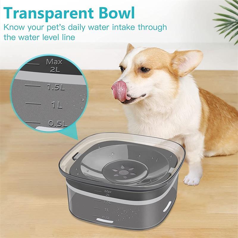 70oz Large Spill-Proof Dog Water Bowl – Transparent Slow Drinking Pet Bowl for Dogs & Cats - Waggloo