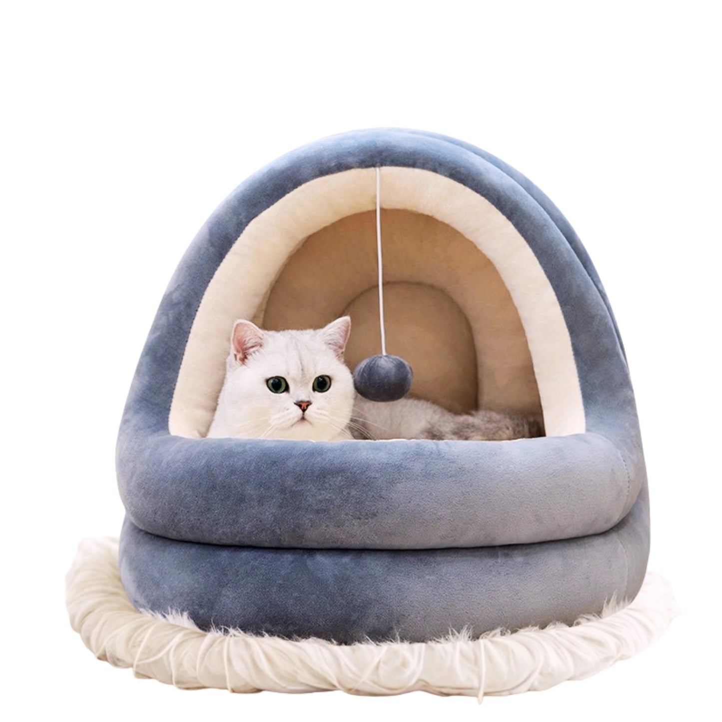Luxury Cat and Small Dog Bed with Soft Velvet and Warm Mat - Waggloo