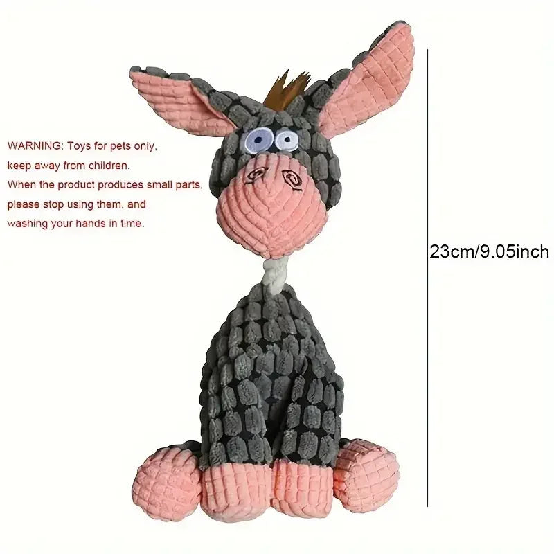 Donkey-Shaped Dog Squeaky Plush Toy – Durable, Molar Chew & Interactive Training Toy - Waggloo