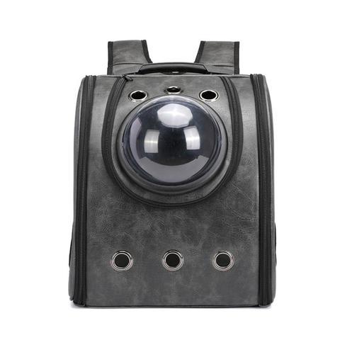 Leather Space Capsule Pet Backpack for Cats and Small Dogs