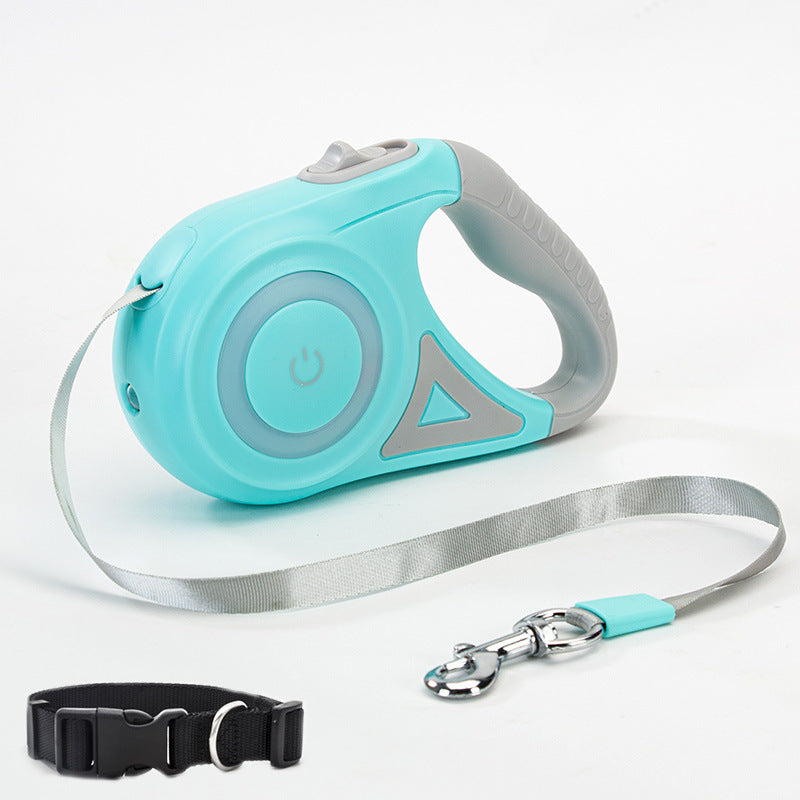 Retractable Dog Leash with Collar & LED Light - Waggloo