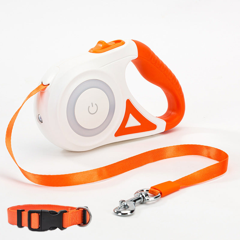 Retractable Dog Leash with Collar & LED Light - Waggloo