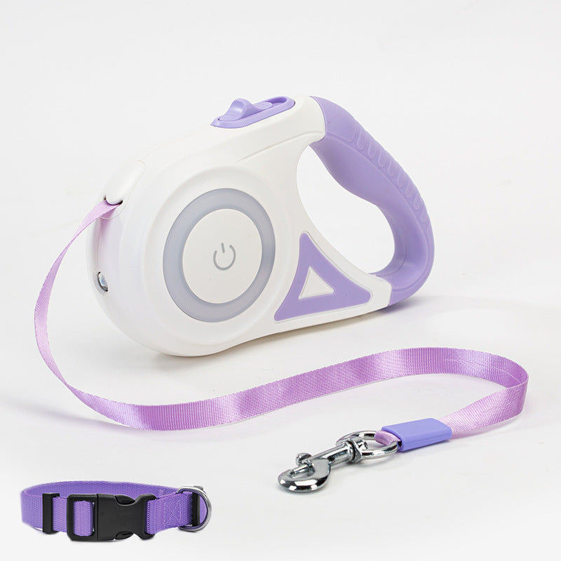 Retractable Dog Leash with Collar & LED Light - Waggloo