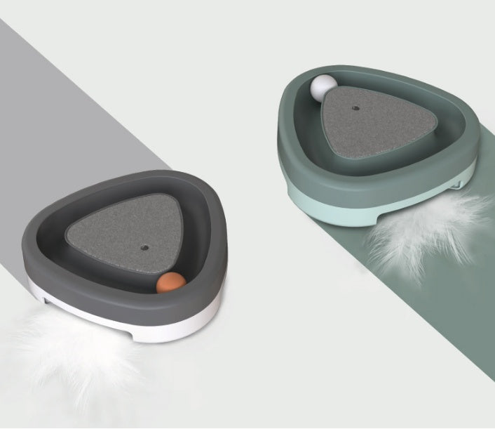 Two pet bowls, one gray and one green, on a light background.