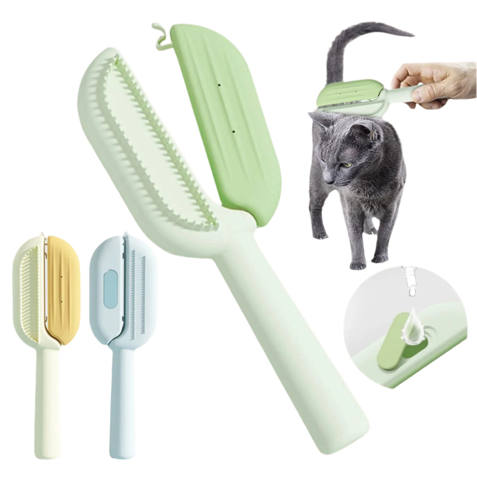 3-in-1 Pet Grooming Brush with Self-Cleaning Tank - Waggloo