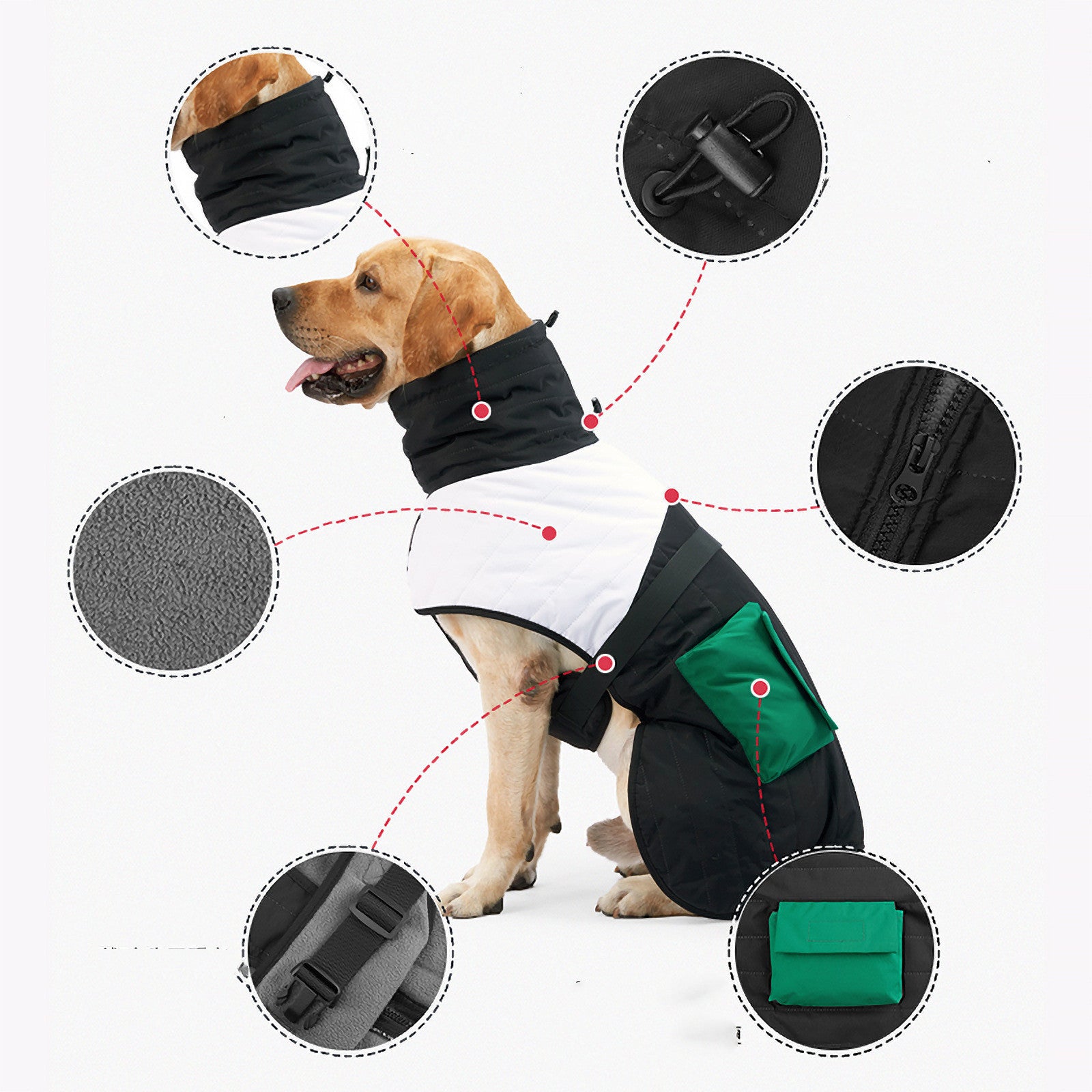 Pet Dog Clothes Winter Thickened Warm Dog Padded Winter Coat - Waggloo