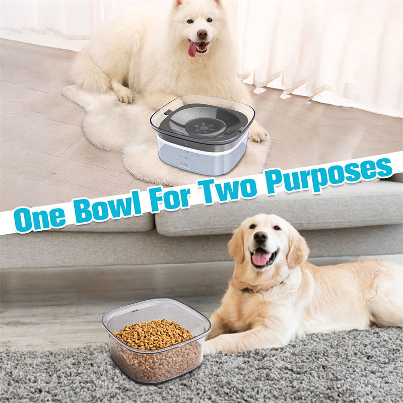 70oz Large Spill-Proof Dog Water Bowl – Transparent Slow Drinking Pet Bowl for Dogs & Cats - Waggloo