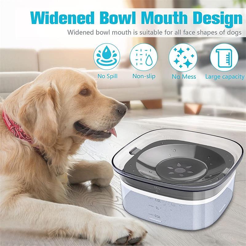 70oz Large Spill-Proof Dog Water Bowl – Transparent Slow Drinking Pet Bowl for Dogs & Cats - Waggloo