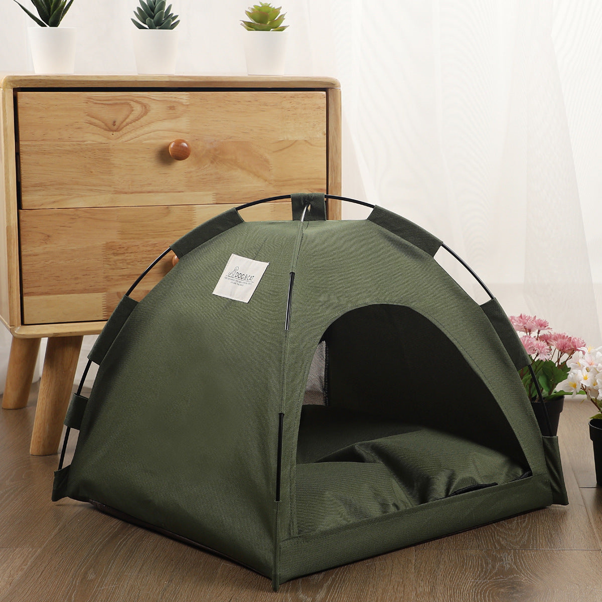 Cat Tent Bed with Cooling Mat & Cushion – Indoor Pet Sofa Kennel - Waggloo