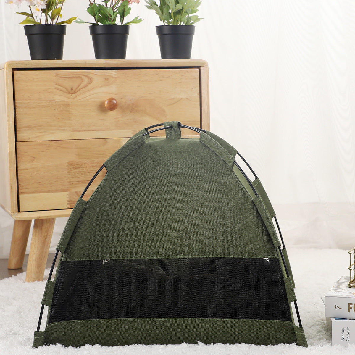Cat Tent Bed with Cooling Mat & Cushion – Indoor Pet Sofa Kennel - Waggloo