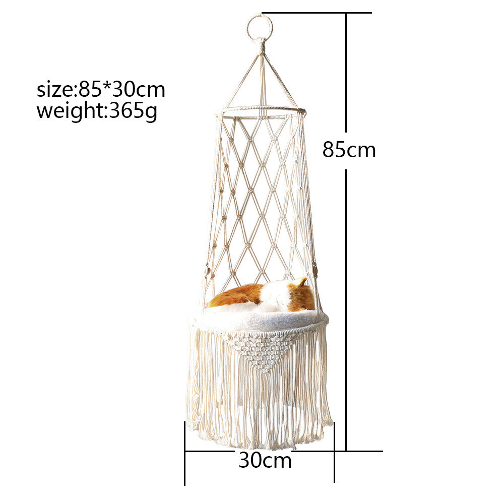 Hanging chair with dimensions and weight information on a white background